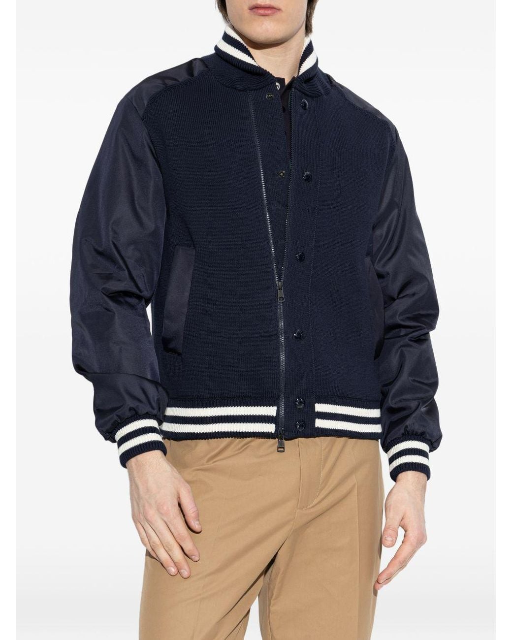 Moncler Blue Panelled Zip-Up Cardigan for men