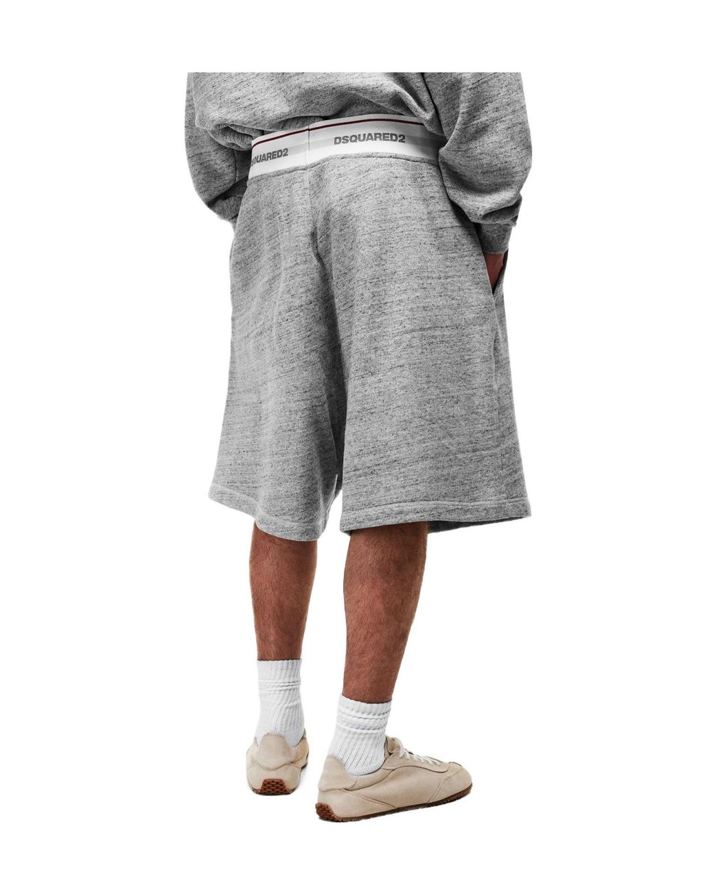 DSquared² Gray Fleece Jogger Shorts for men
