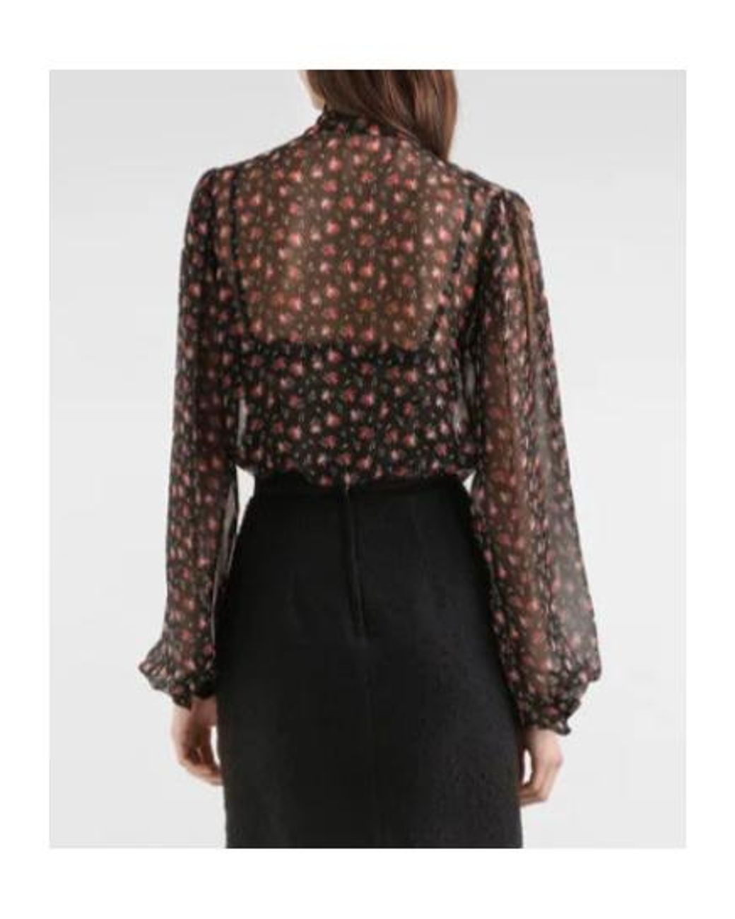 Dolce & Gabbana Brown Small Rose-Printed Chiffon Top