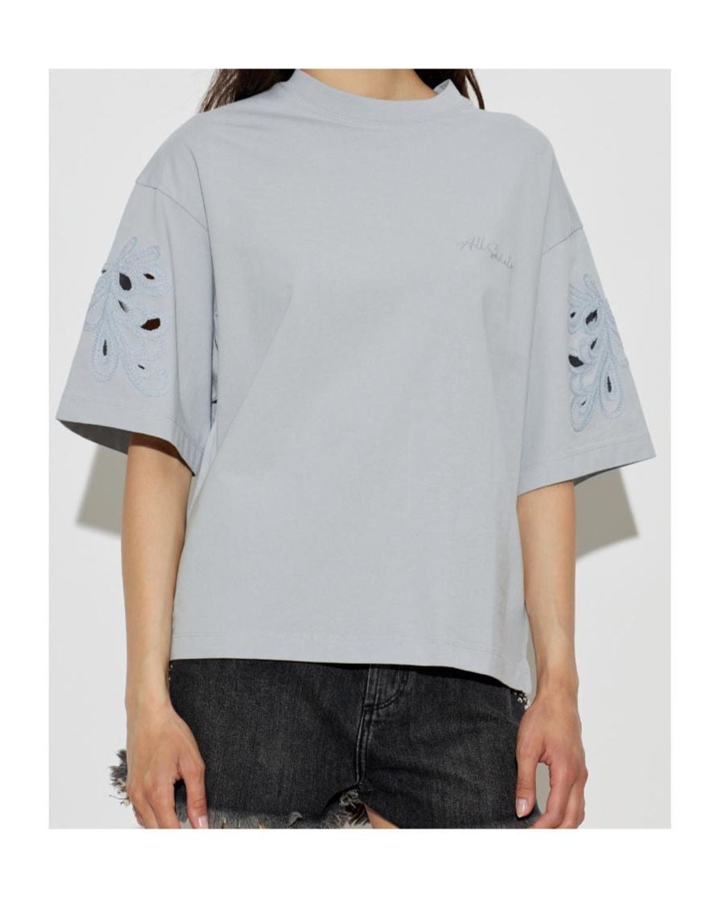 AllSaints Gray Casual Minimalist T-Shirt