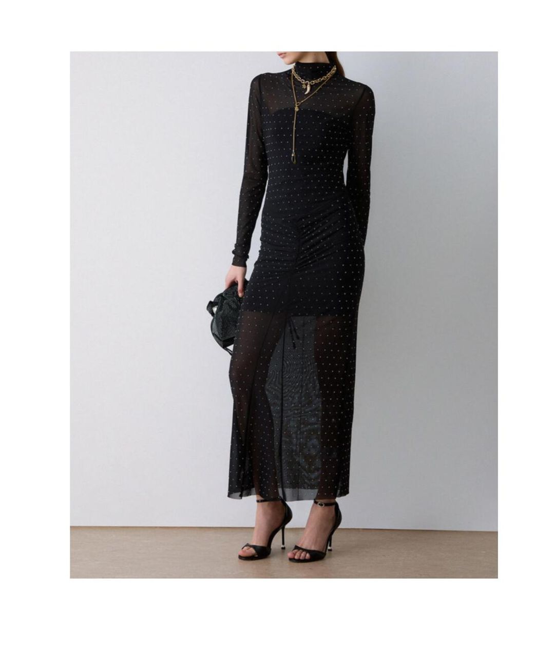 Liu Jo Black Sheer Studded Long Dress