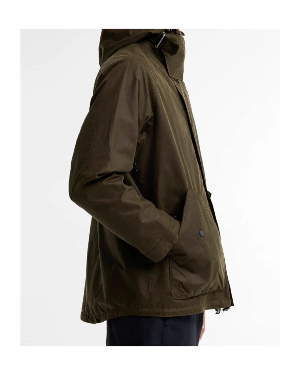 Barbour Brown Hooded Button-Fastening Waxed Coat for men