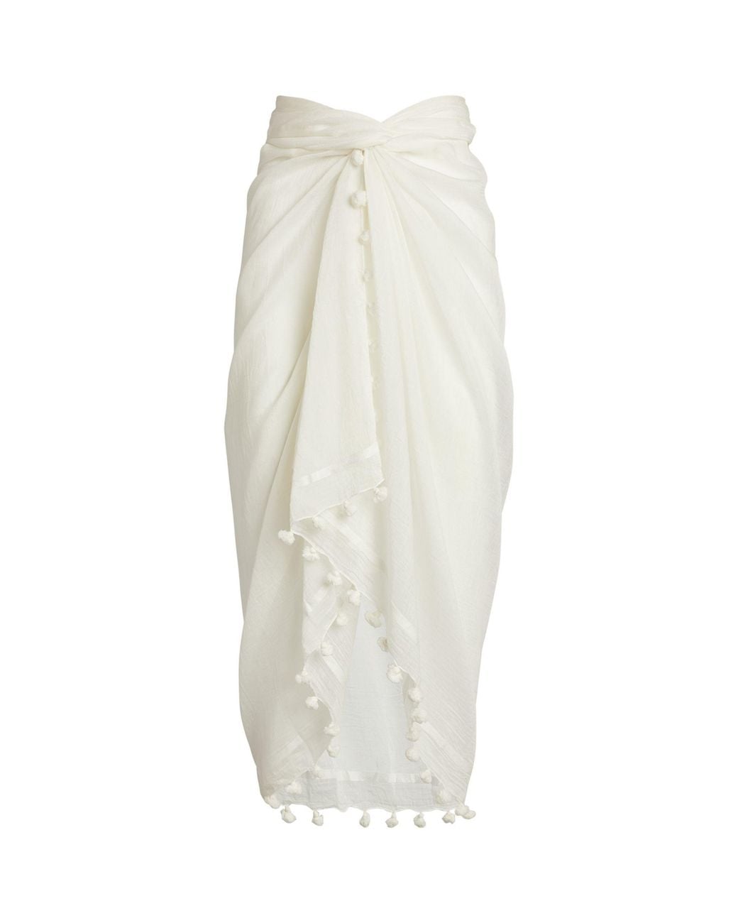 Melissa Odabash White Pareo Tassel Scarf