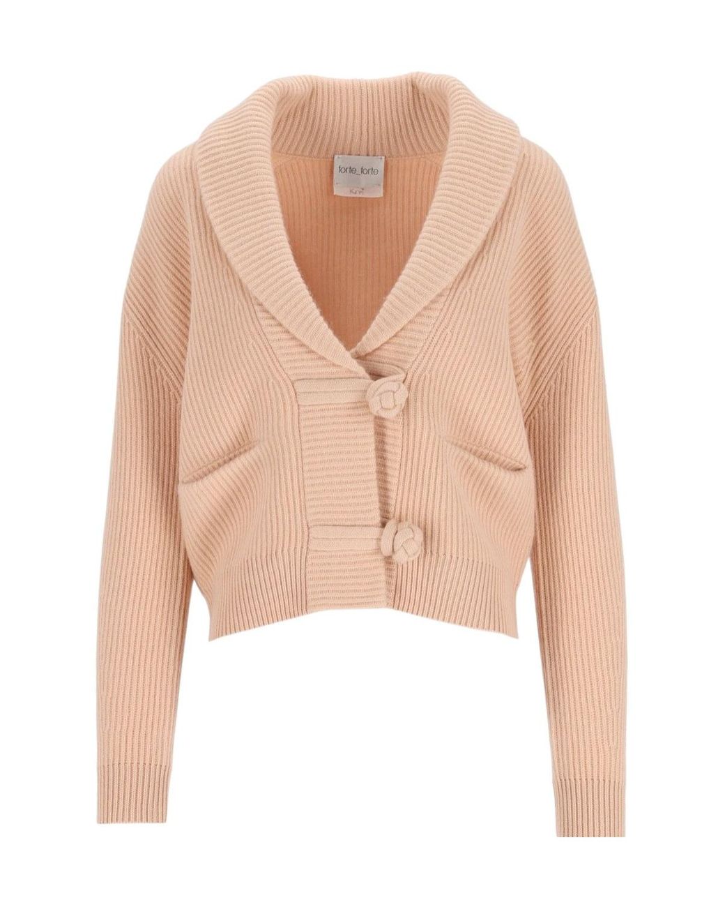 Forte_forte Natural Ribbed Button Cardigan