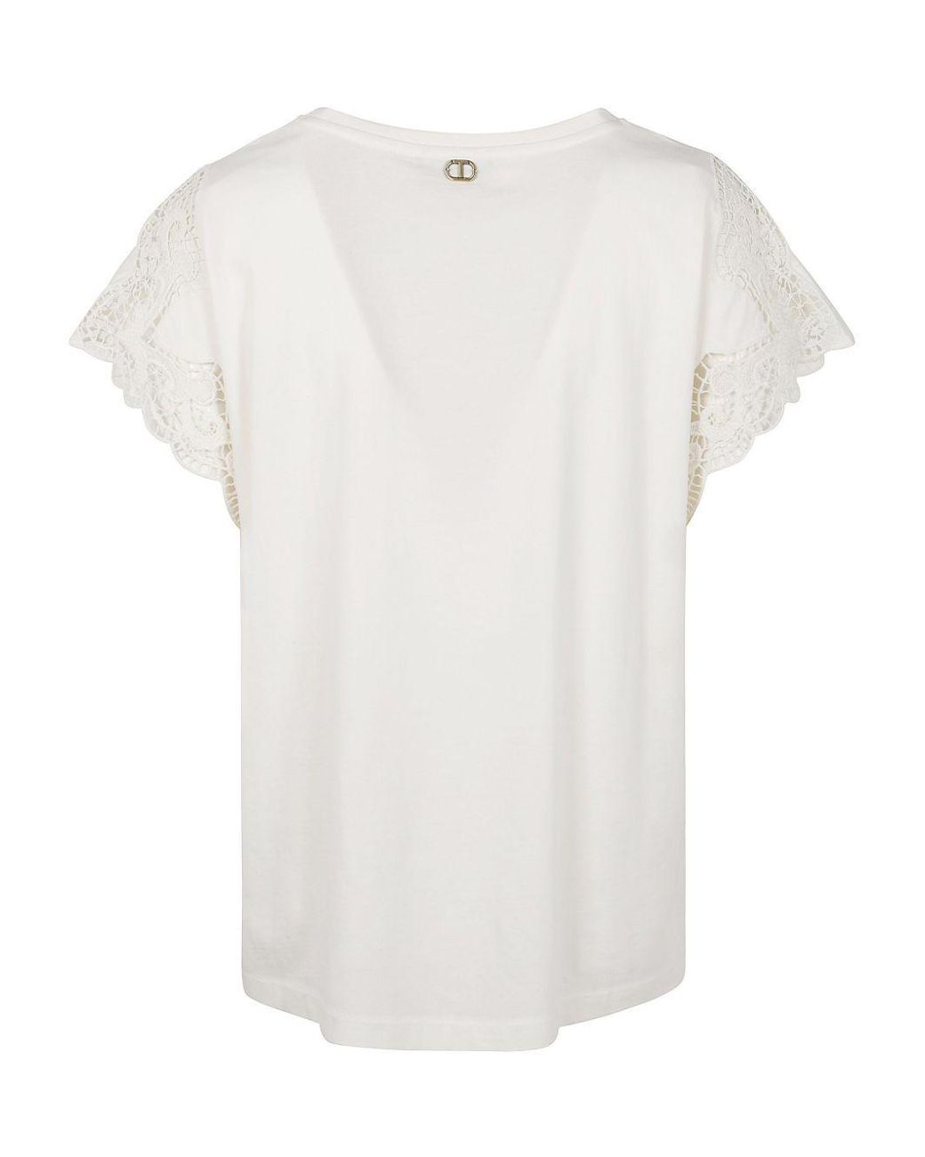Twinset White Lace Regular Fit T-Shirt