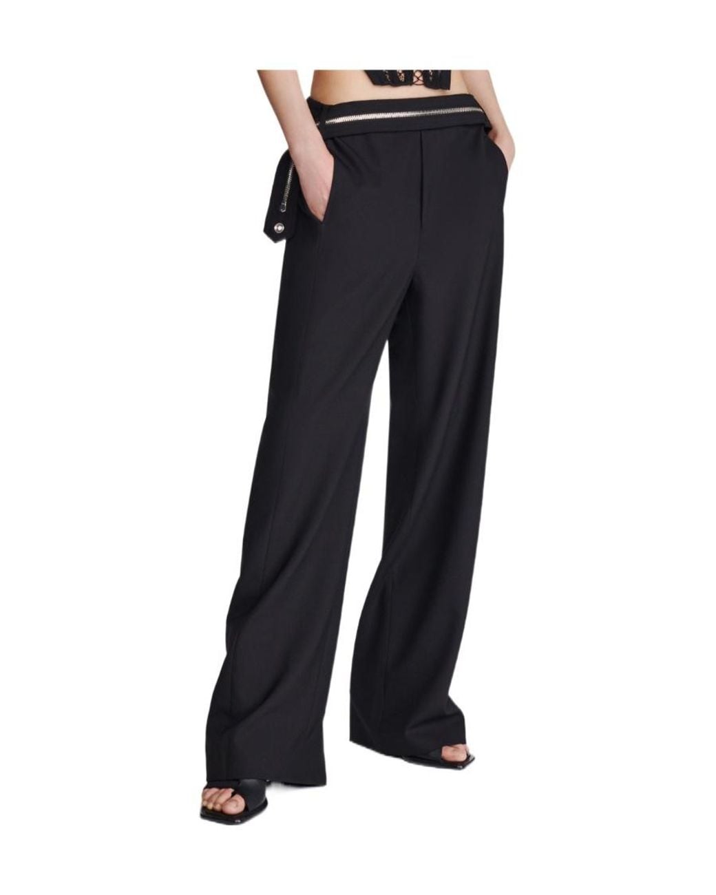 Dion Lee Blue Zipped Wool Straight-Leg Trousers