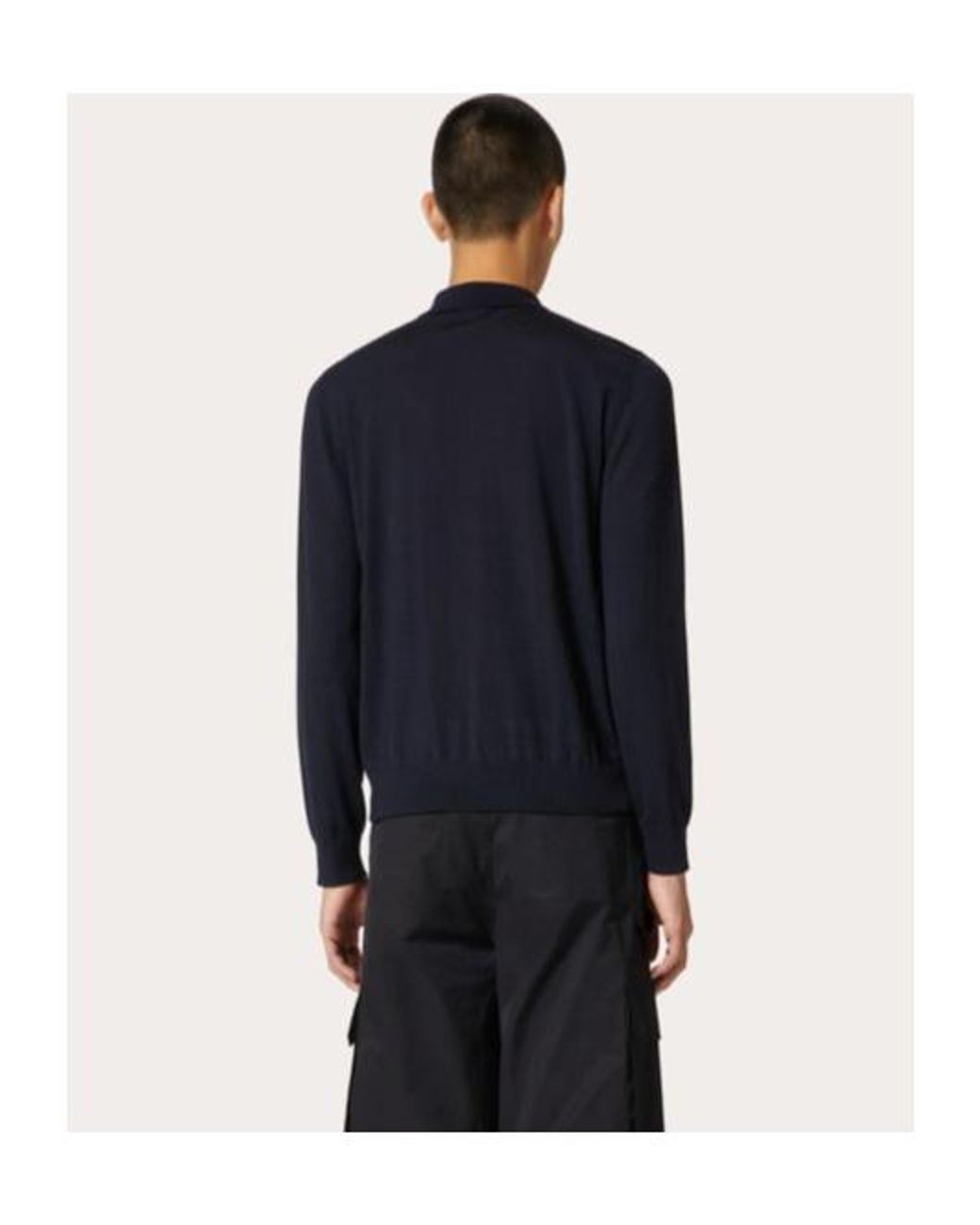 Valentino Blue Long-Sleeved Polo Shirt for men