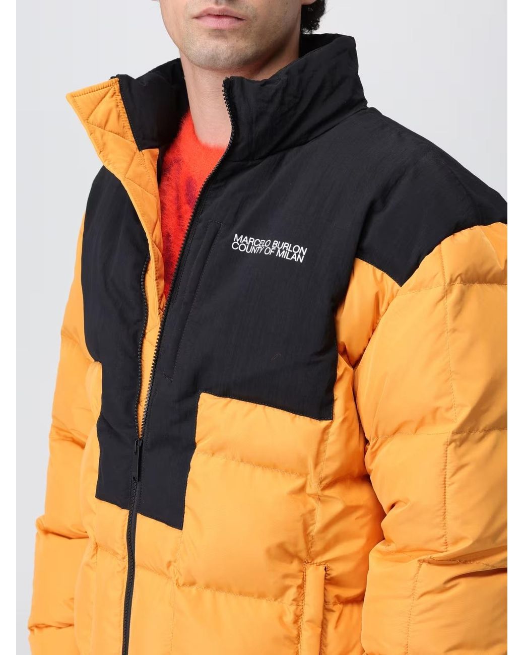 Marcelo Burlon Orange County Of Milan Logo Printed Puffer Jacket for men