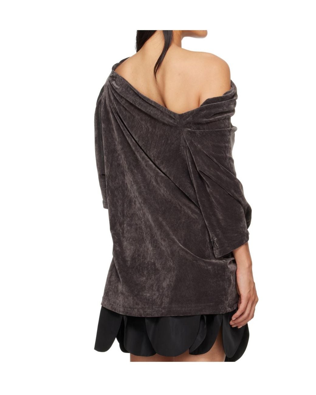 OPEN YY Black Velvet Cowl Neck T-Shirt