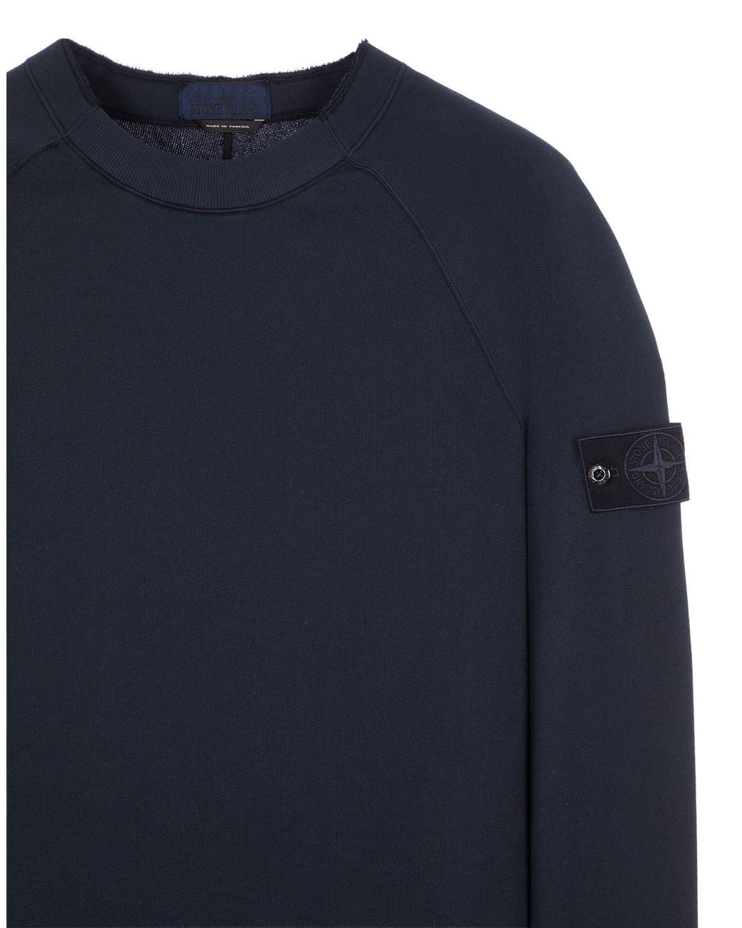 Stone Island Blue Compass Logo Patch Crewneck Sweatshirt for men