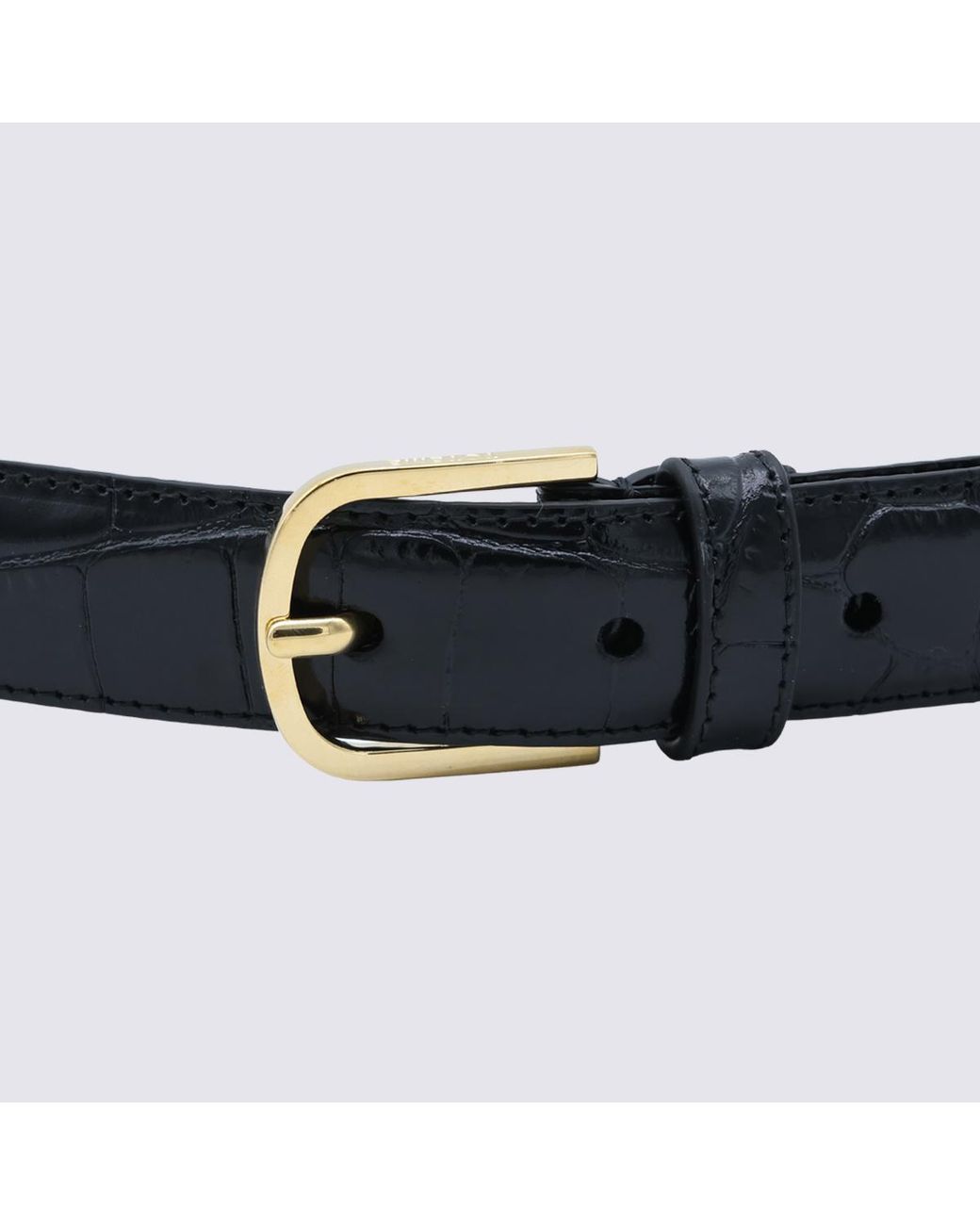 Totême White Slim Crocodile-Embossed Belt