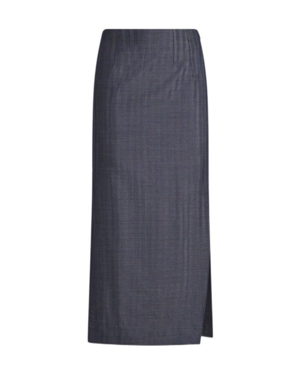 Etro Blue High-Waist Striped Midi Pencil Skirt