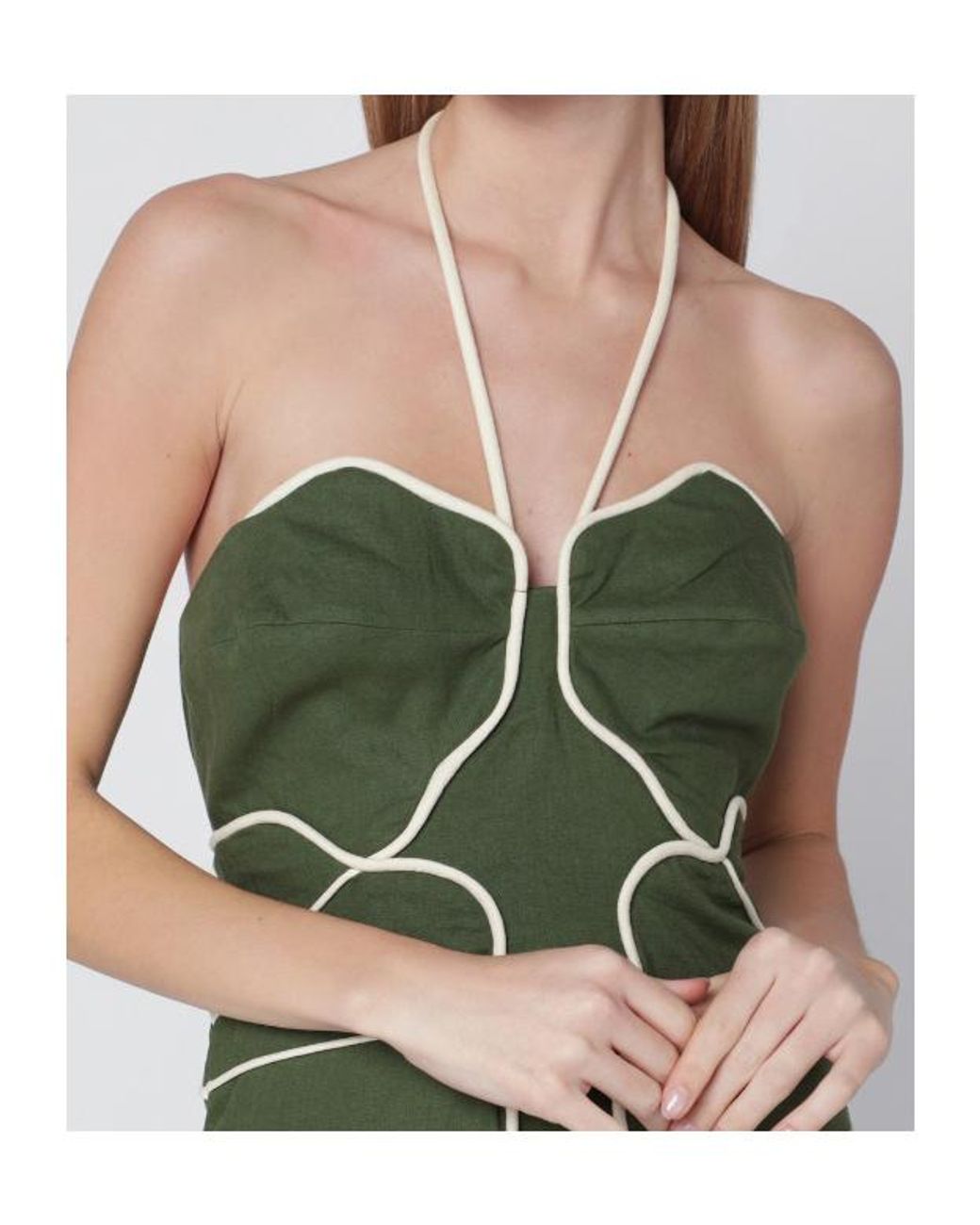 Farm Rio Green Short Linen-Blend Dress