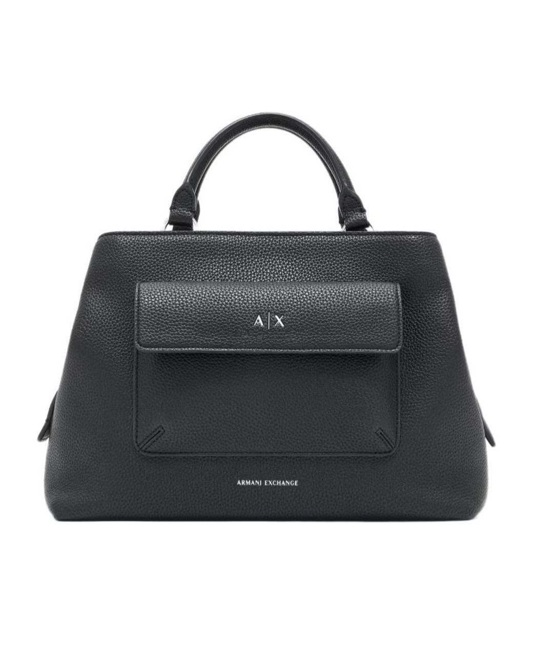 ARMANI EXCHANGE Black Pocket-Detail Tote Bag