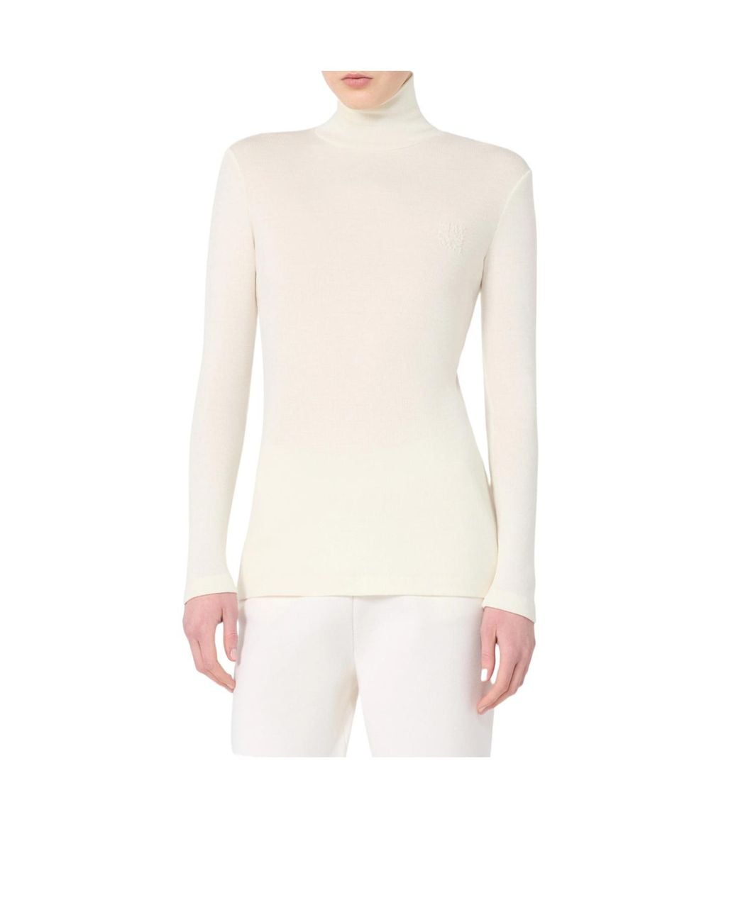 Max Mara White Cono Turtleneck Knitted Jumper