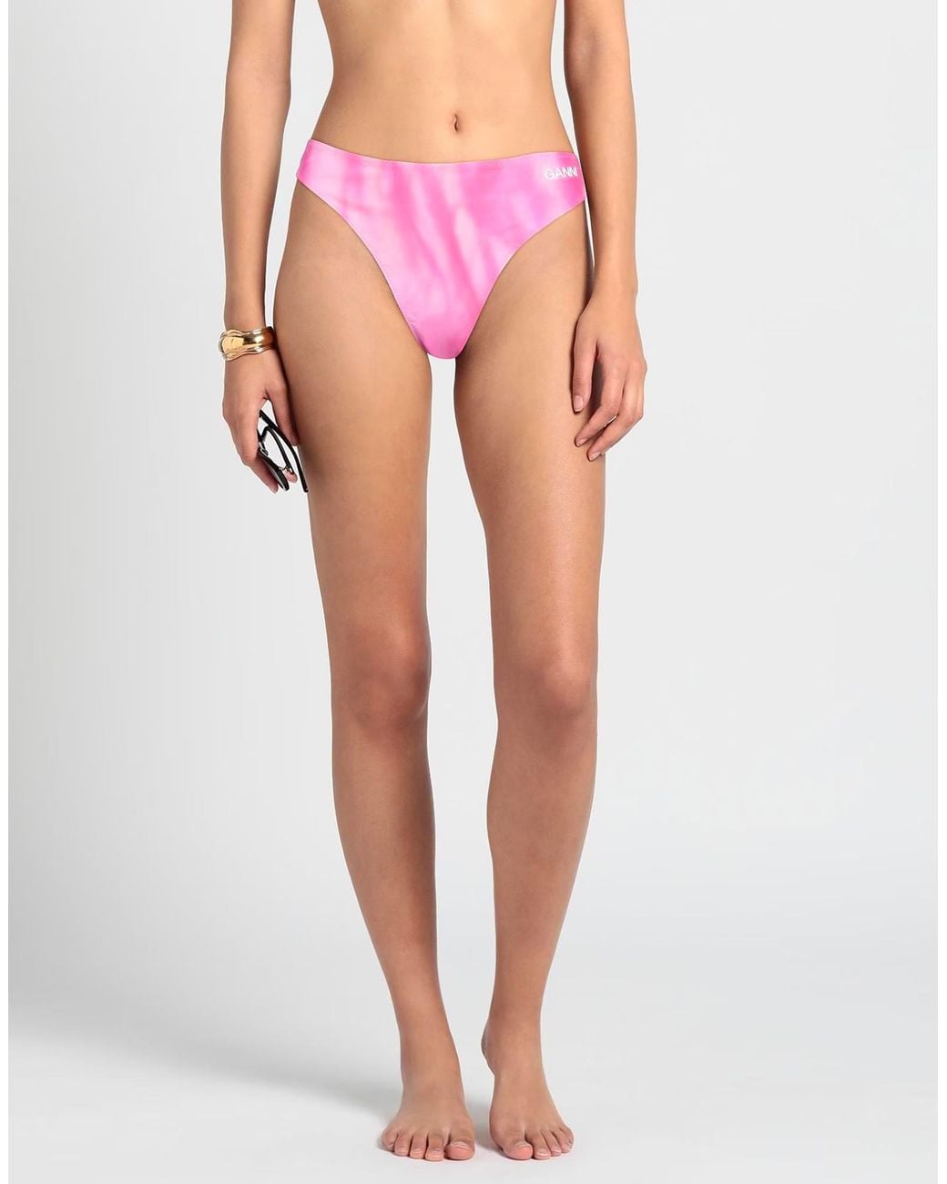 Ganni Pink Logo Bikini Bottoms