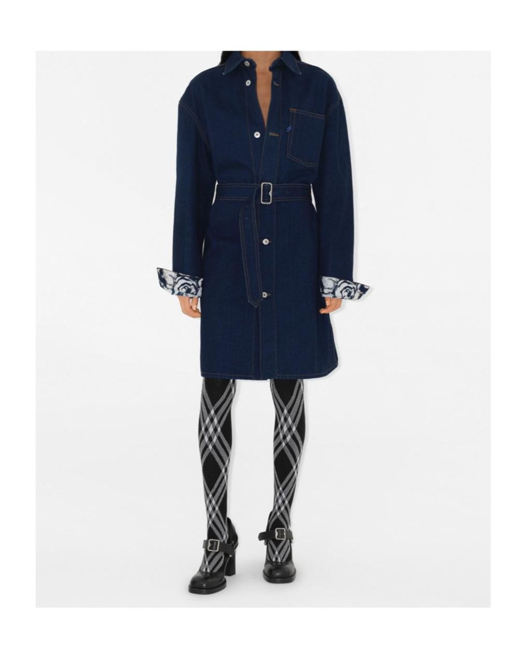 Burberry Blue Japanese Belted Buttoned Denim Shirt Dress