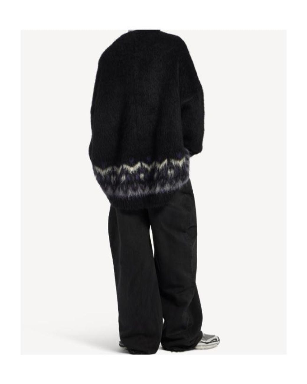 Balenciaga Black V-Neck Oversized Jumper for men