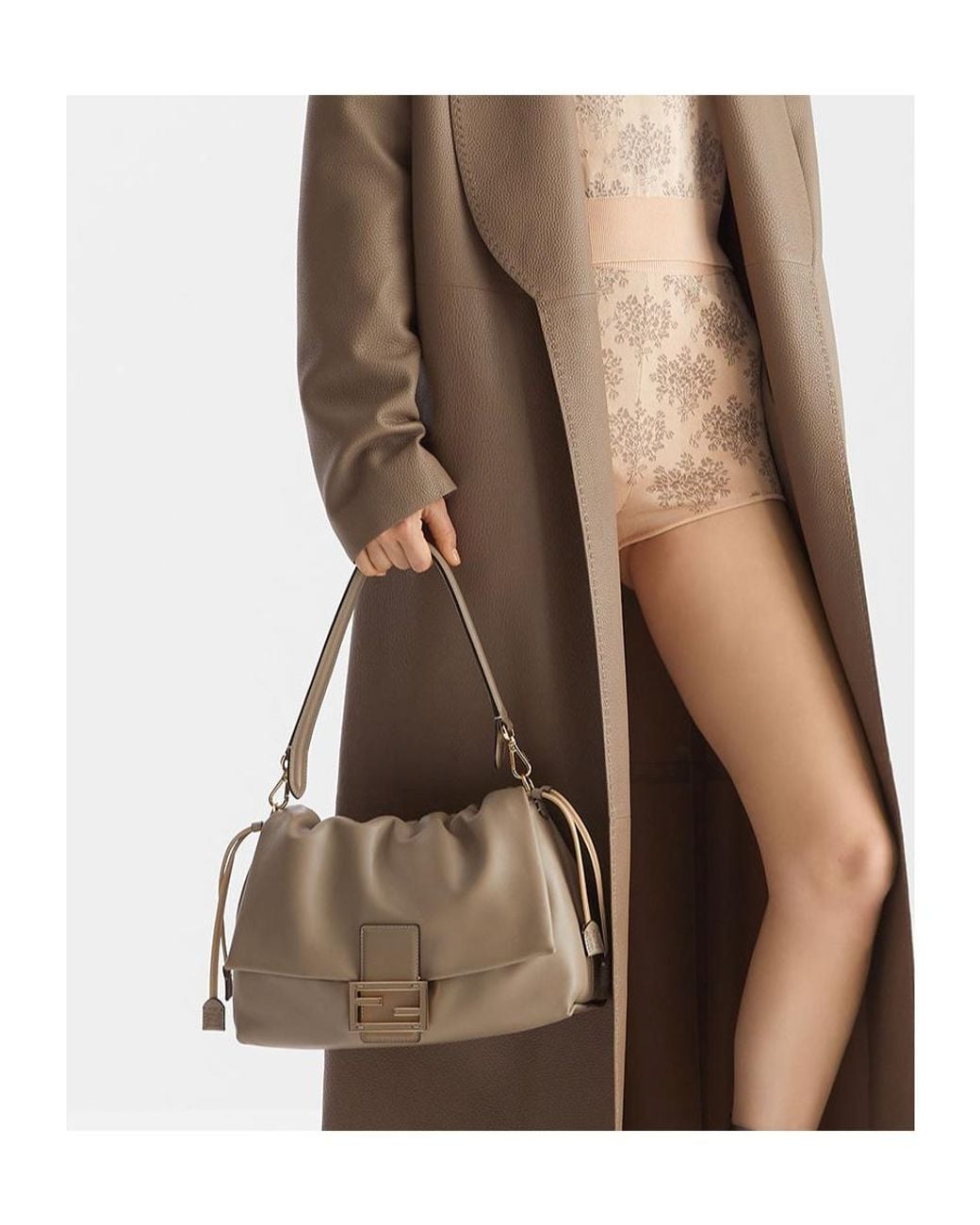 Fendi Natural Mamma Baguette Drawstring Shoulder Bag