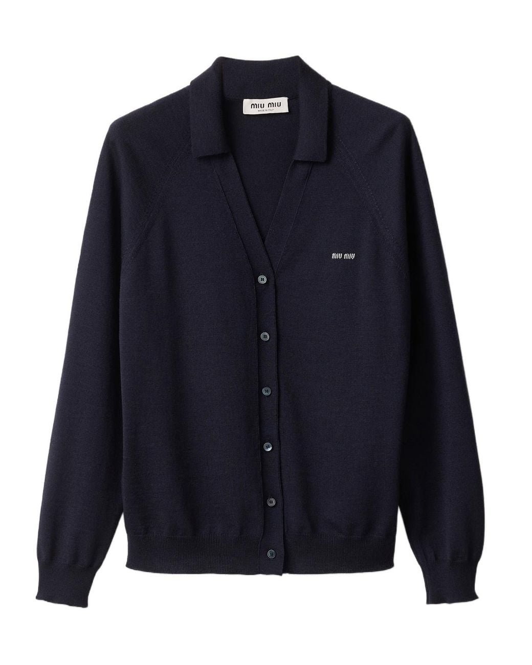 Miu Miu Blue Wool Cardigan