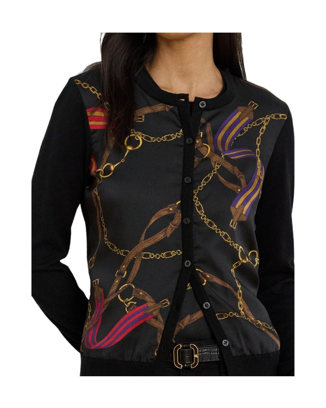 Ralph Lauren Black Ofryah Real Leather Crew Neck Jumper