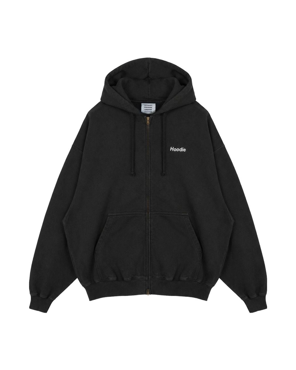 Vetements Black Oversized Zip-Up Hoodie for men