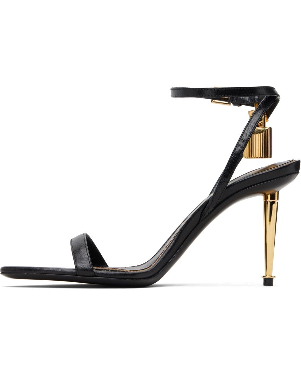 Tom Ford White Padlock Stiletto Heeled Sandals