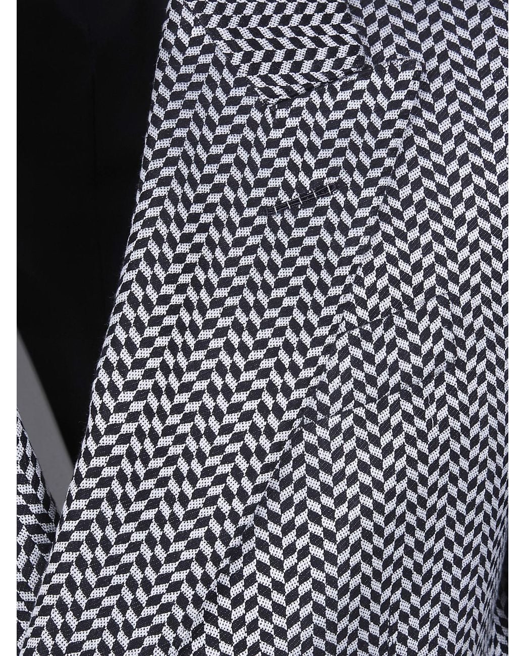 Tom Ford Blue Geometric Jacquard Double Breasted Blazer for men
