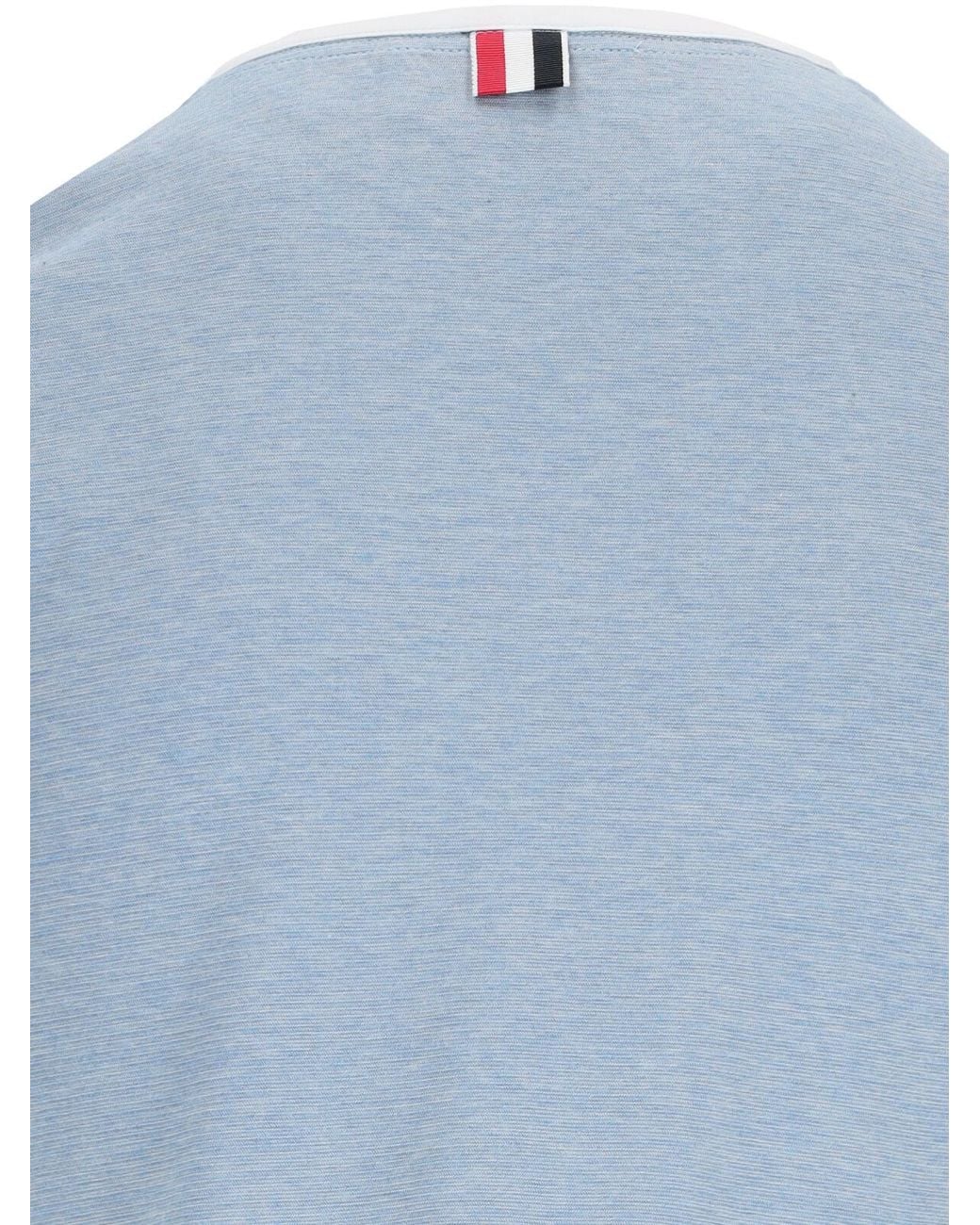 Thom Browne Blue Logo Patch Crewneck T-Shirt