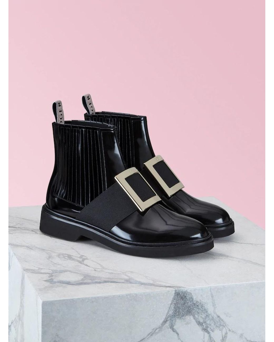 Roger Vivier Black Viv' Rangers Buckle Chelsea Boots