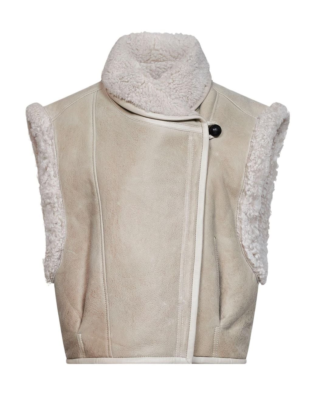 Isabel Marant Gray Alime Shearling Sleeveless Jacket