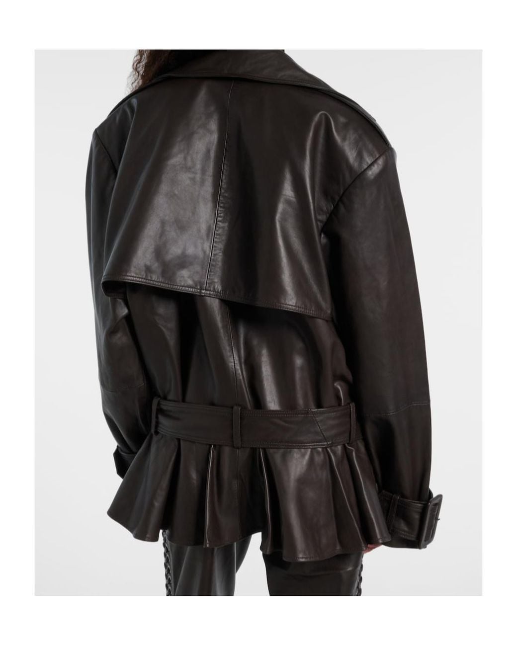 ROTATE BIRGER CHRISTENSEN Black Belted Leather Biker Jacket