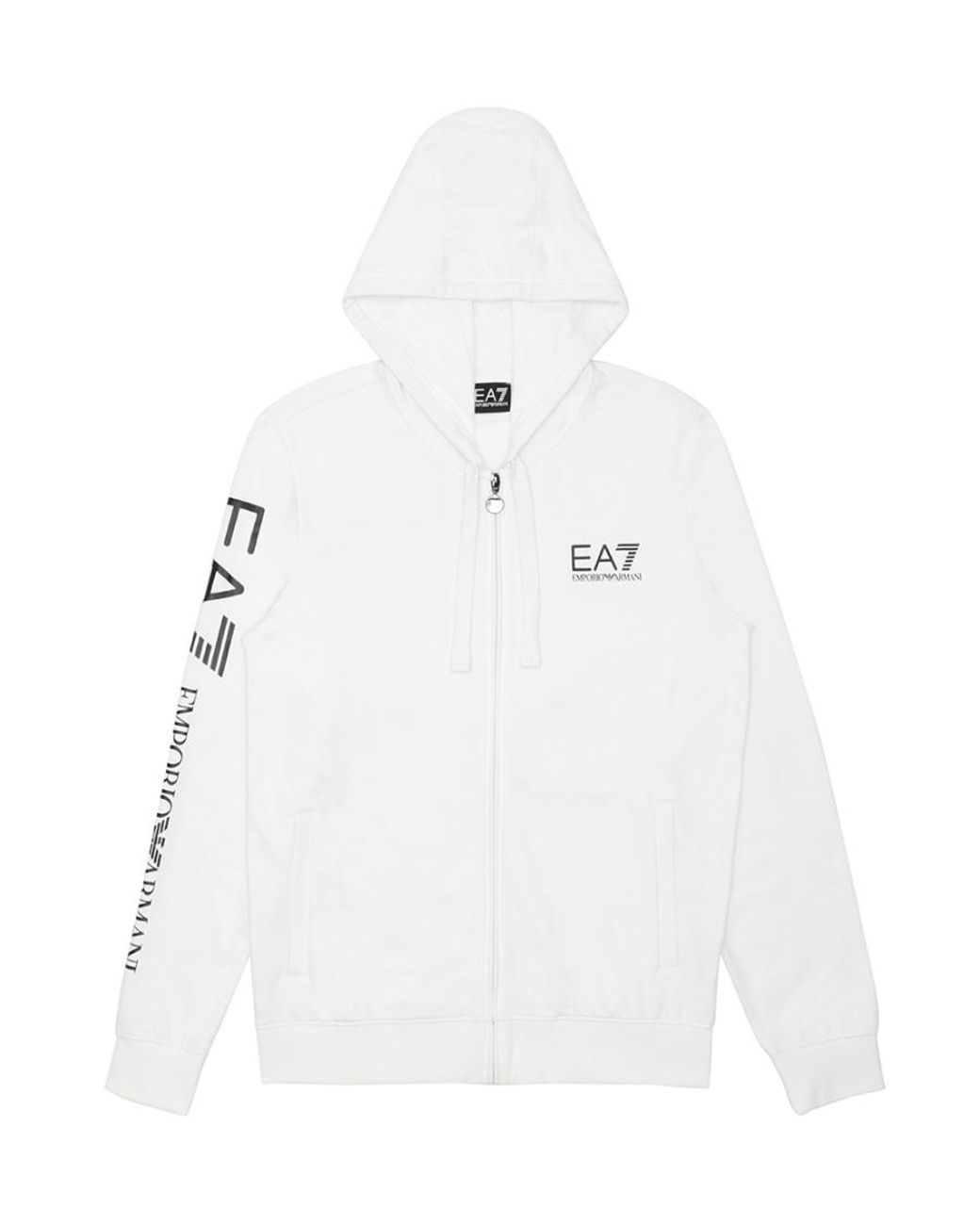 EA7 White Logo Printed Hooded Casual Jacket for men