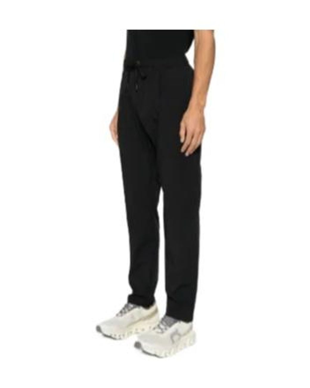 Herno Black Drawstring Ruffled Trousers for men