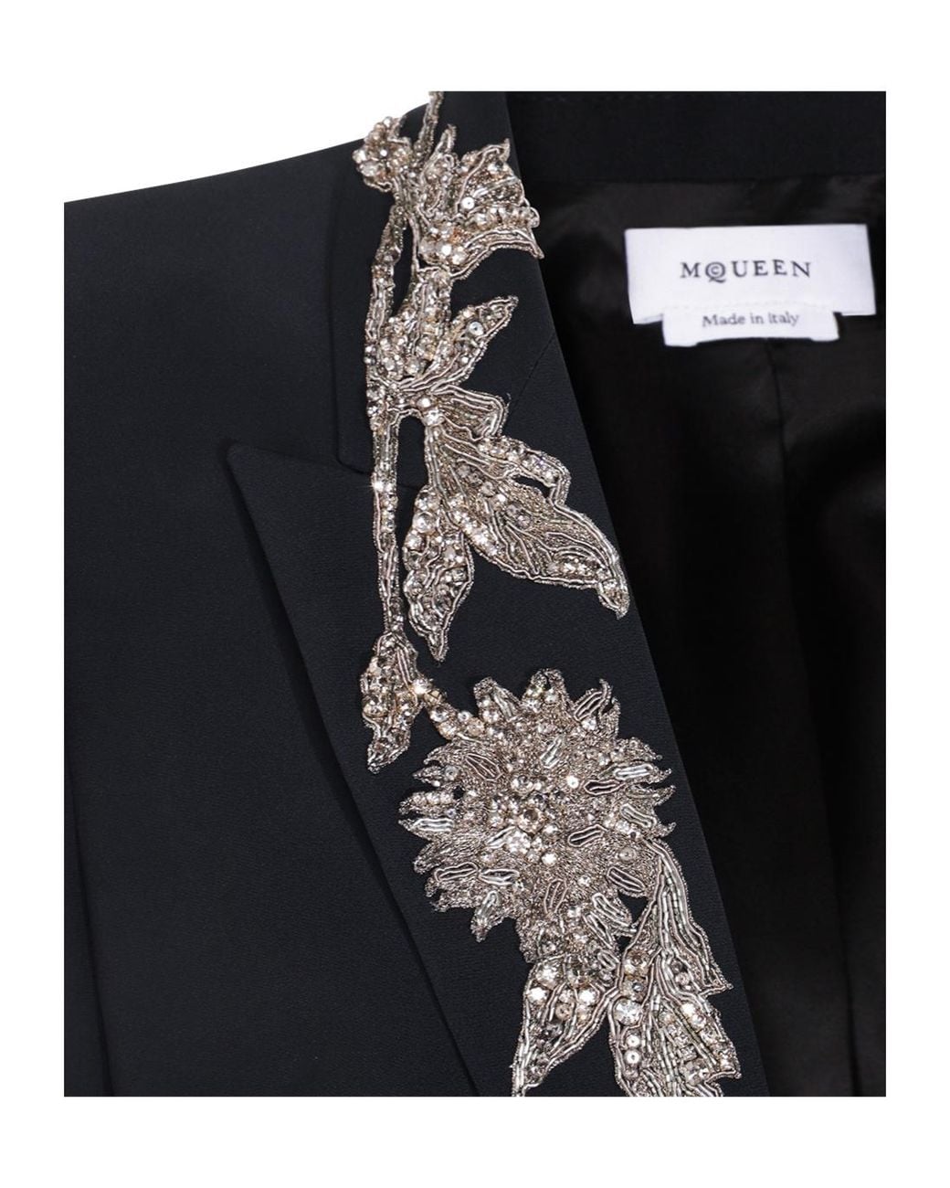 McQueen Black Single Breasted Embellished Blazer
