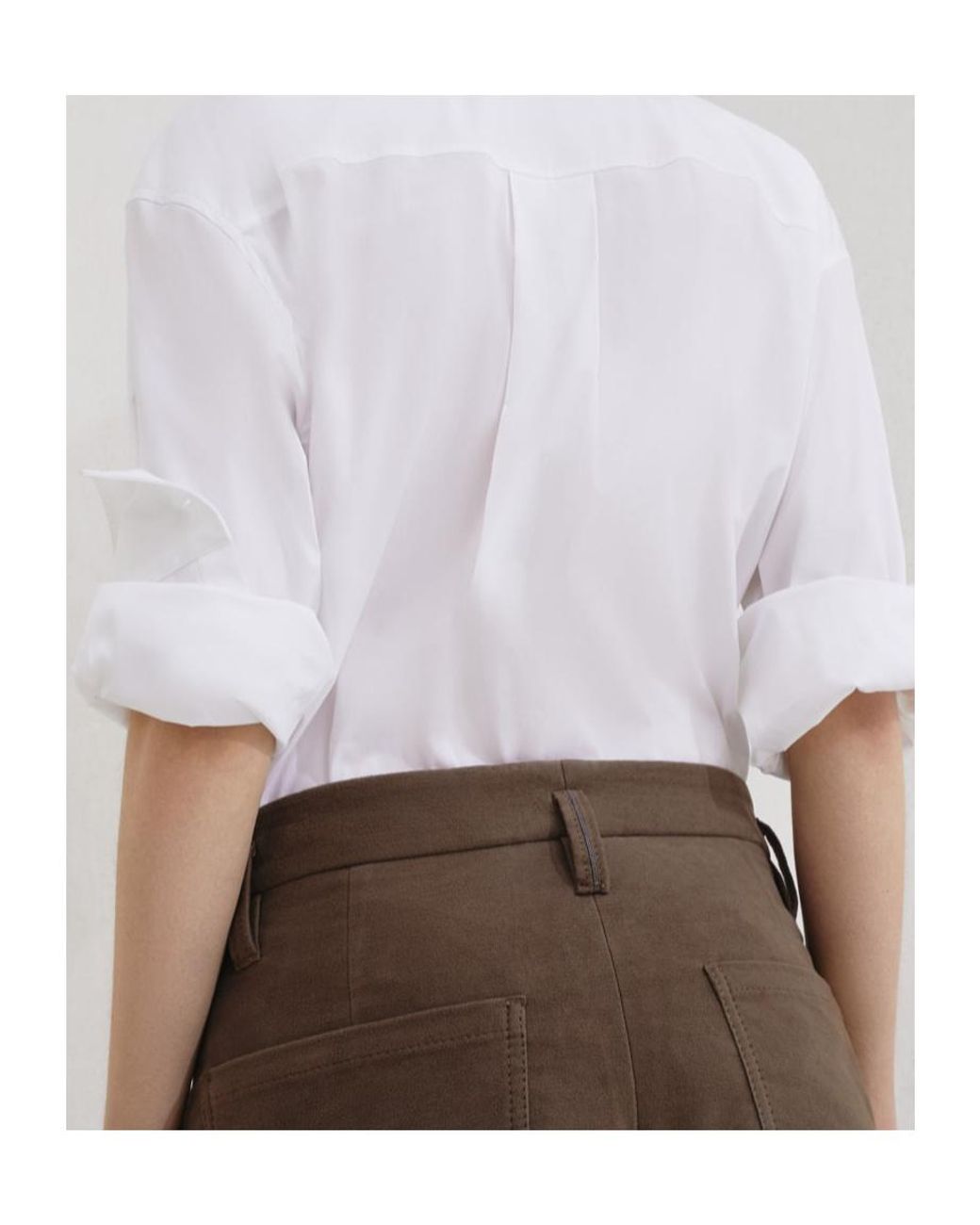 Brunello Cucinelli Brown Monili Detailed Straight Leg Trousers