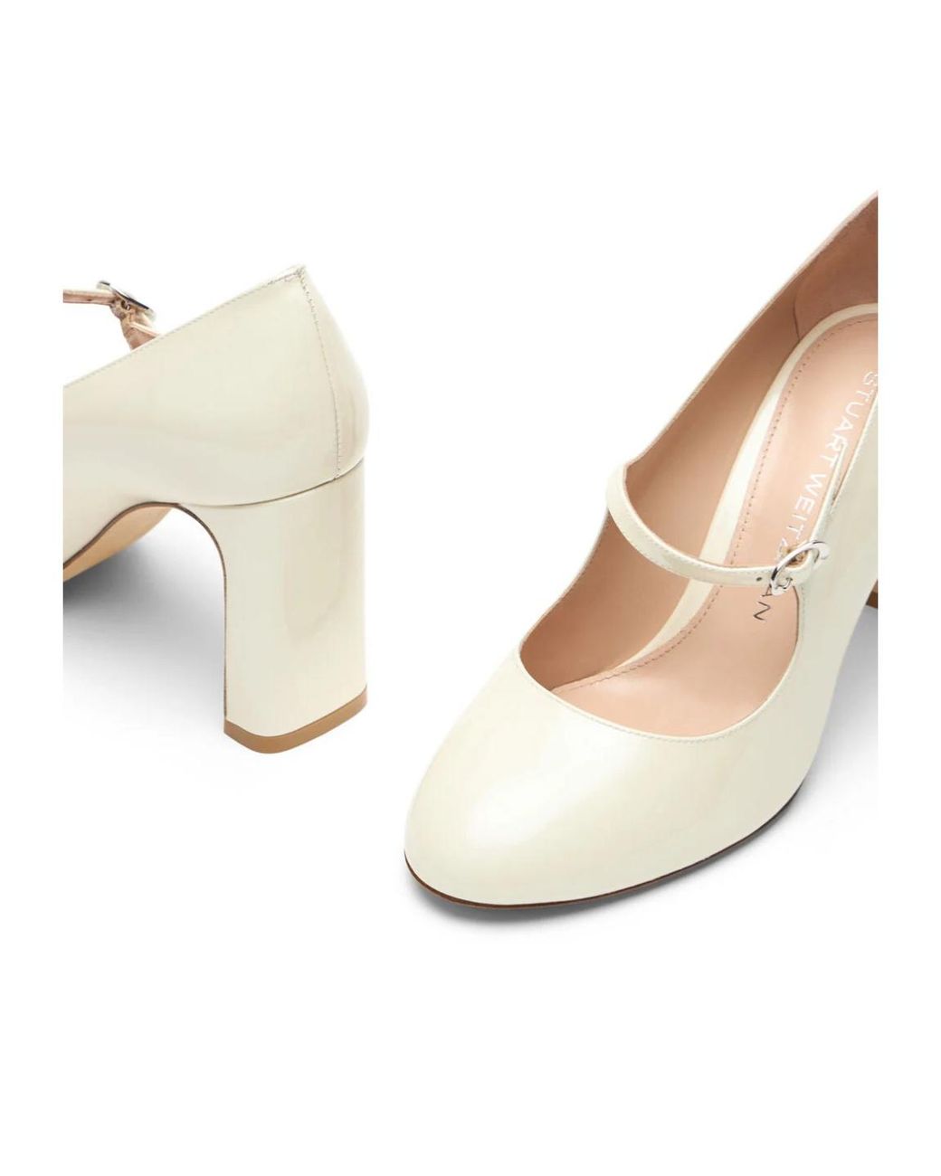Stuart Weitzman White Babette Mary Jane 85