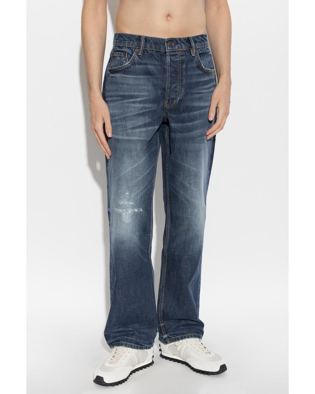 AllSaints Blue Loose-Fit Jeans With Belt Loops for men