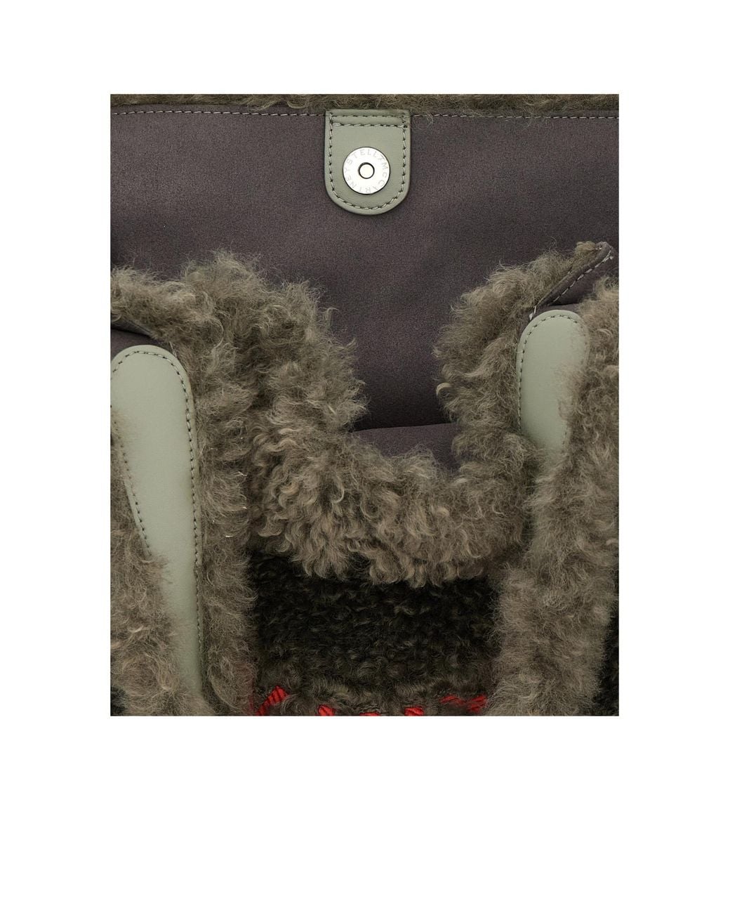 Stella McCartney Green Stella Logo Embroidered Shearling Tote Bag