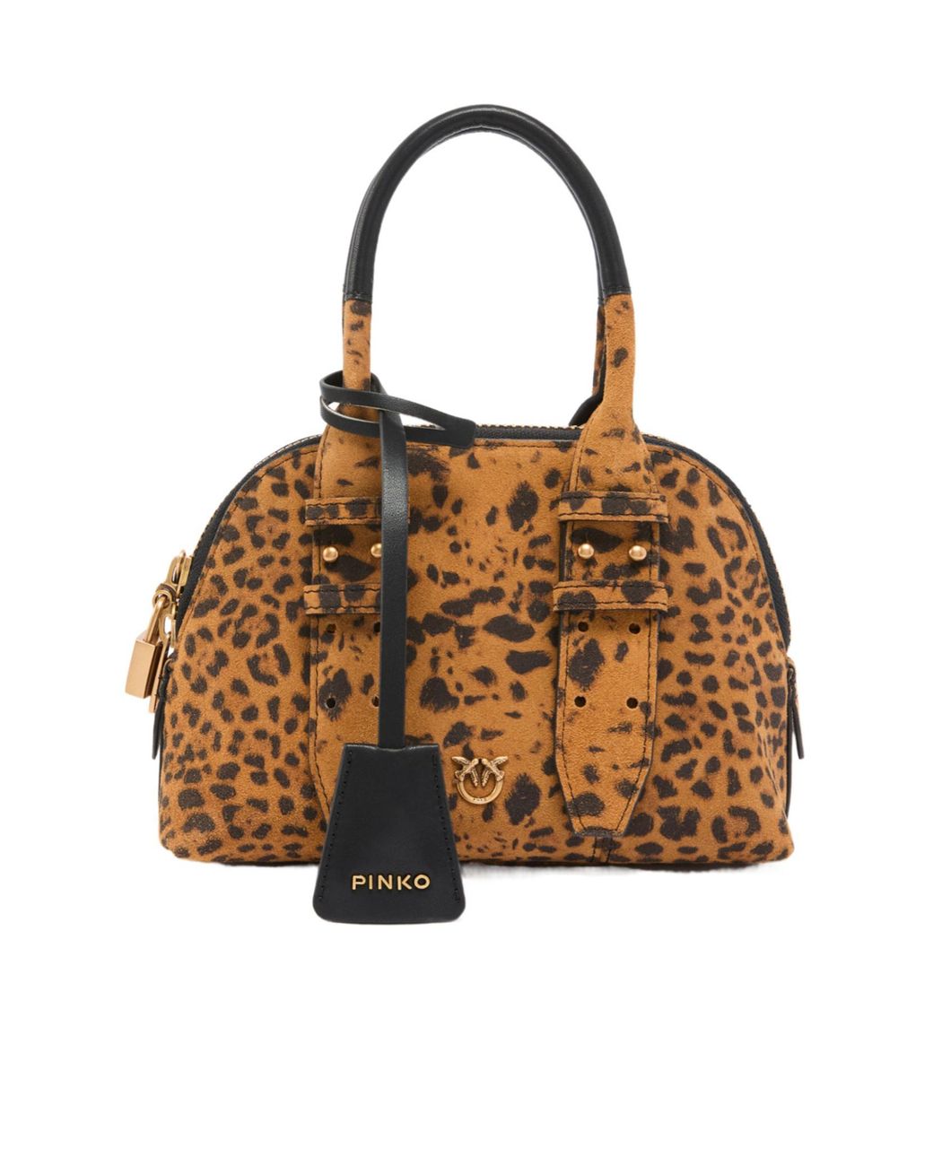 Pinko Brown Leopard Patterned Zip-Up Tote Bag