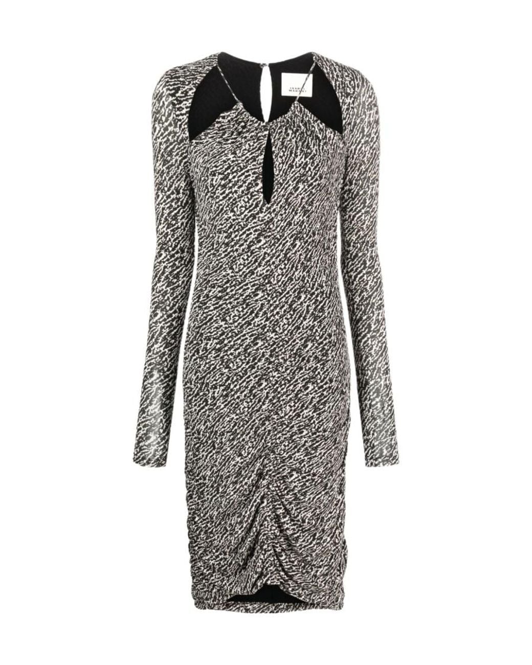 Isabel Marant Gray Logane Pattern Printed Cut-Out Midi Dress