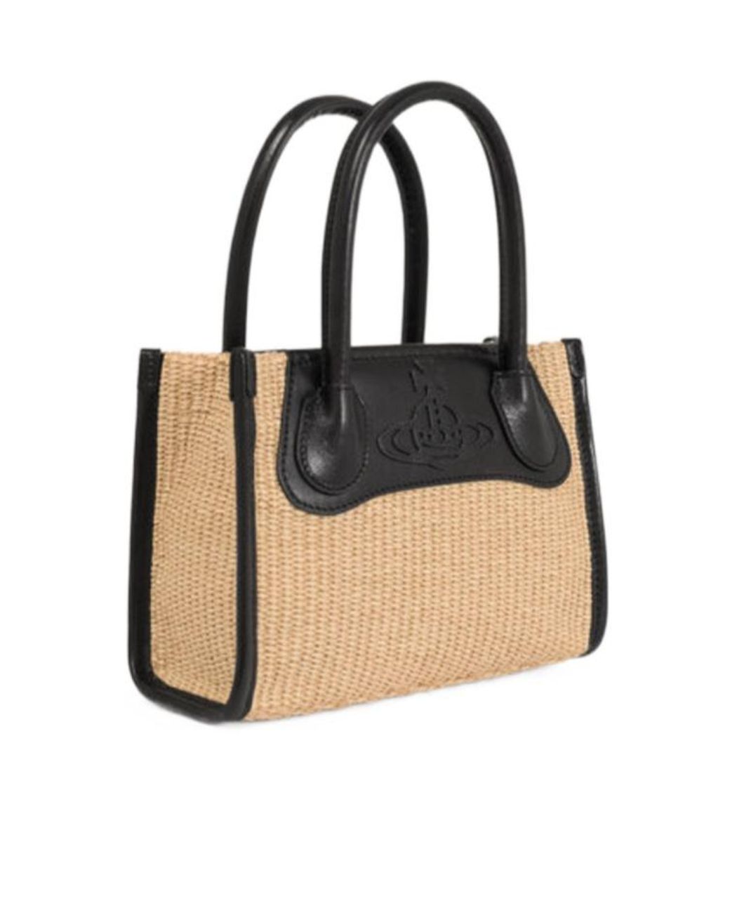 Vivienne Westwood Black Small Troy Orb-Motif Woven Tote Bag