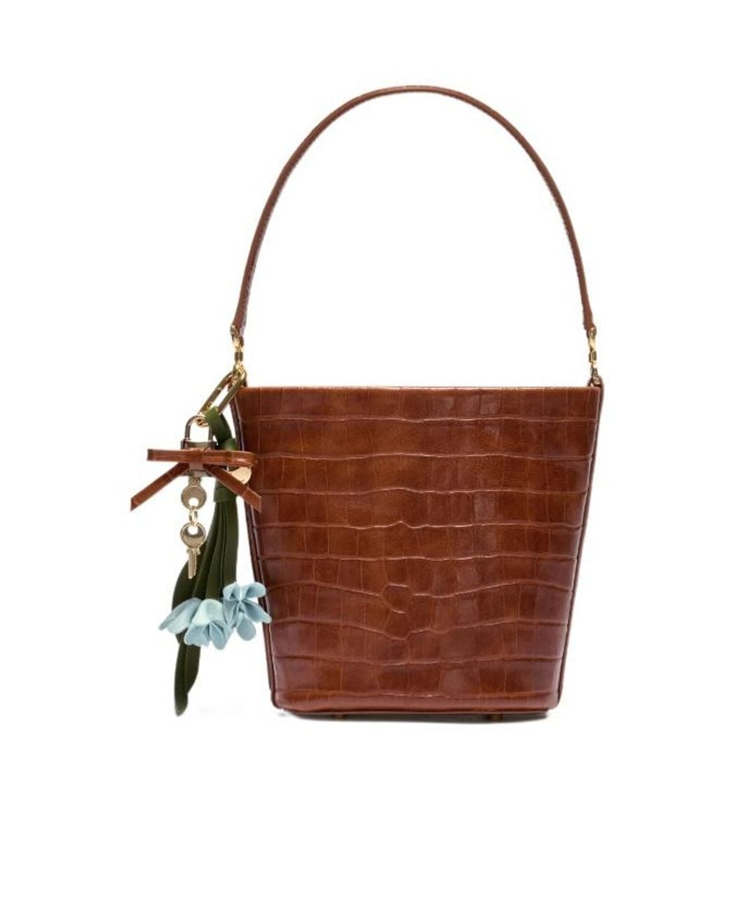 Self-Portrait Brown Embellished Bucket Bag