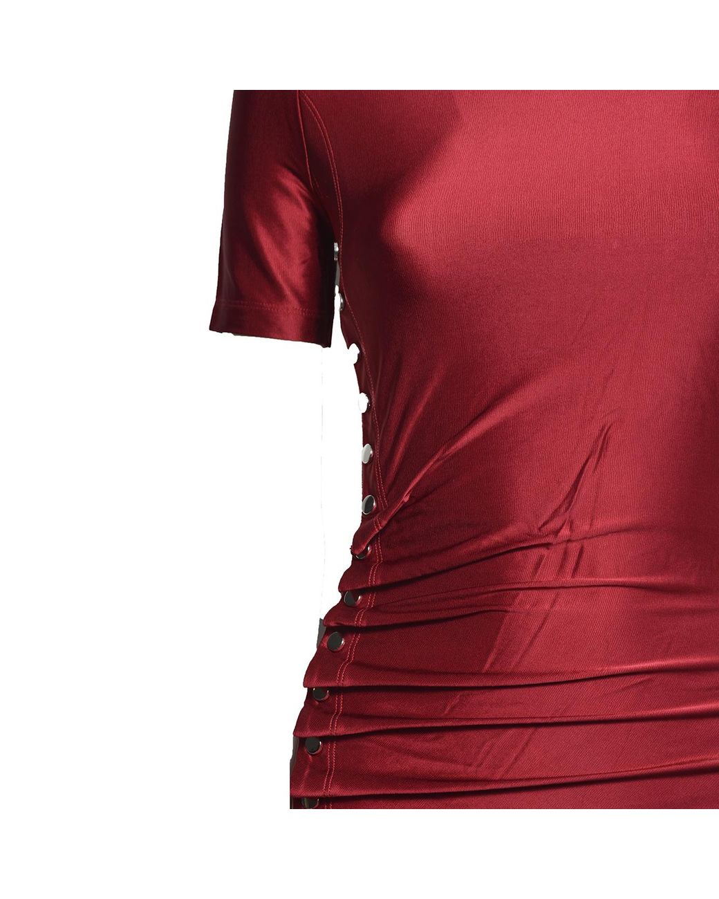 Rabanne Red Ruched Short-Sleeve Dress