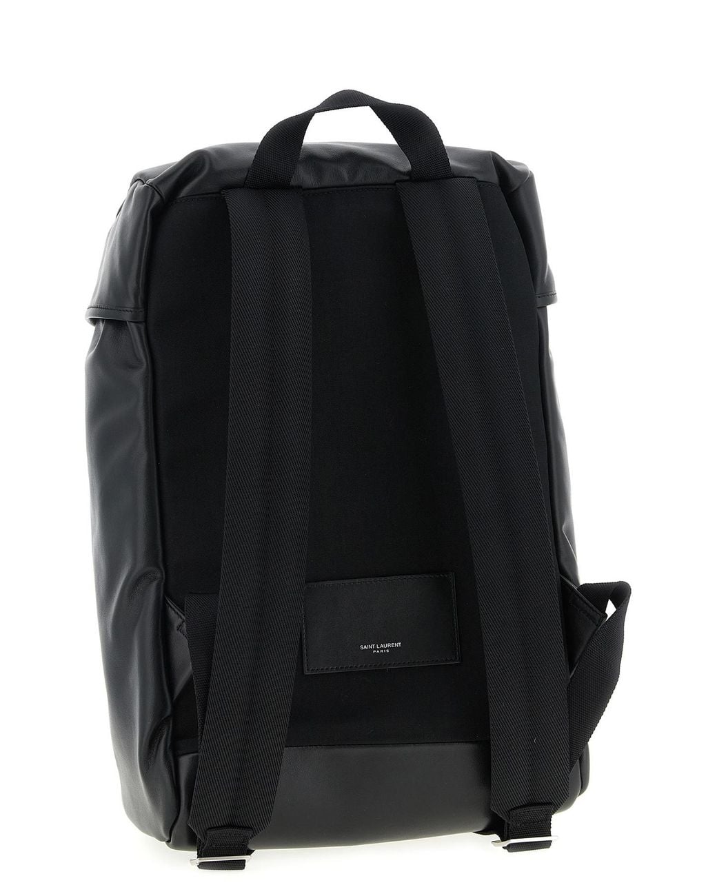Saint Laurent Black Logo Printed Buckle Fastening Backpack for men