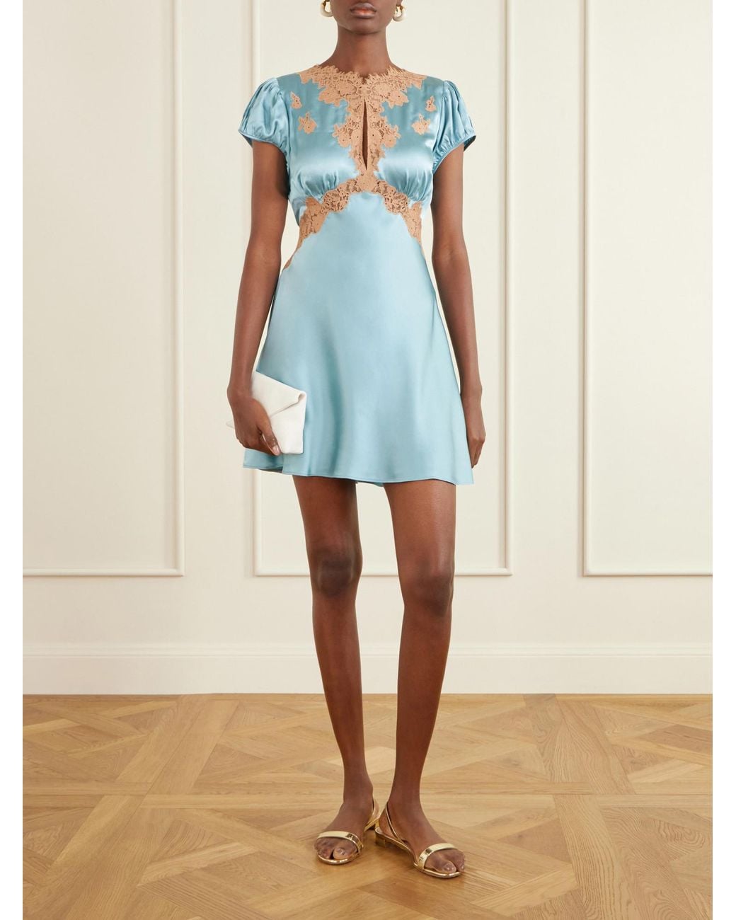 Doen Blue Lace-Paneled Dress