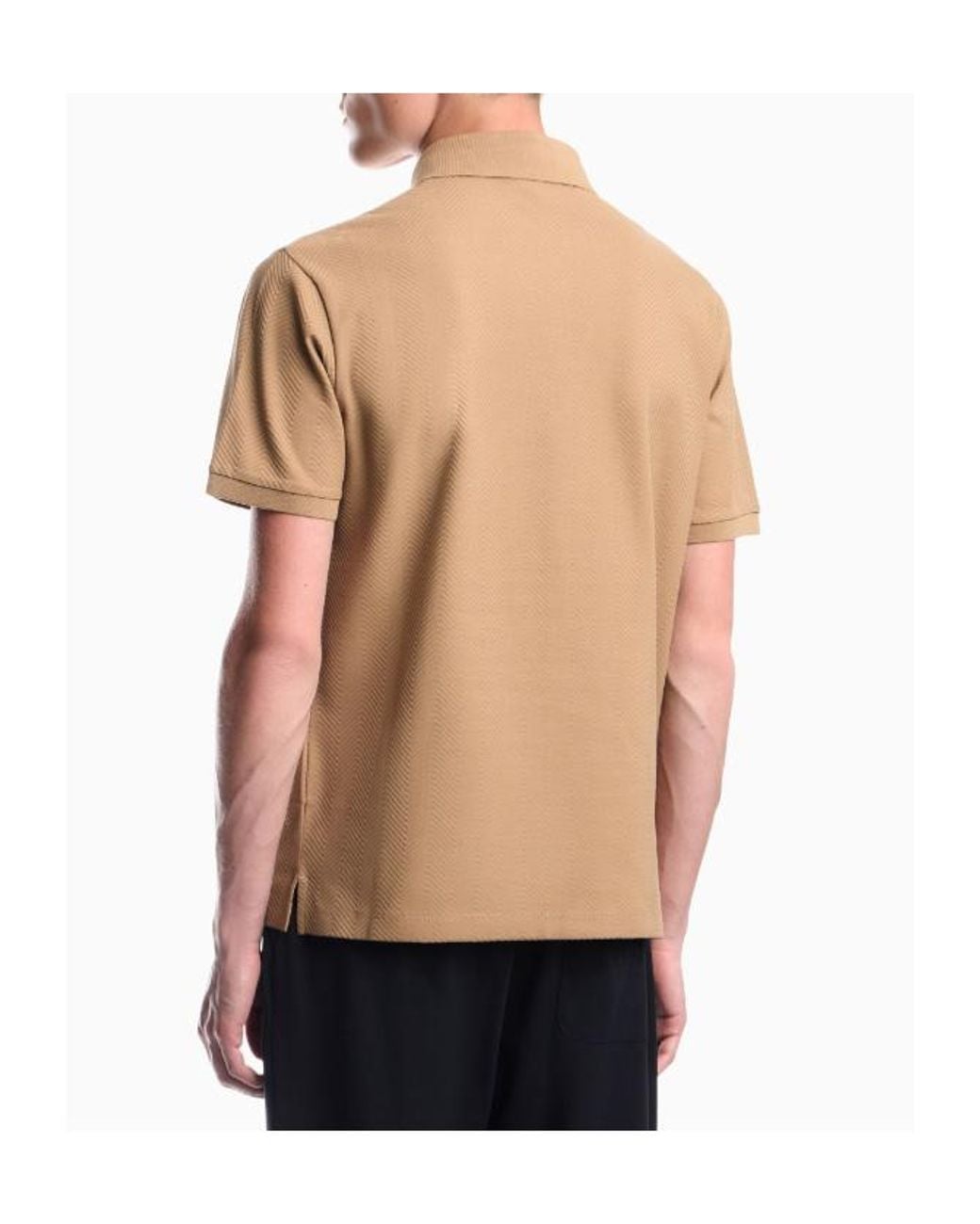 Emporio Armani Natural Chevron-Knit Short-Sleeve Polo Shirt for men