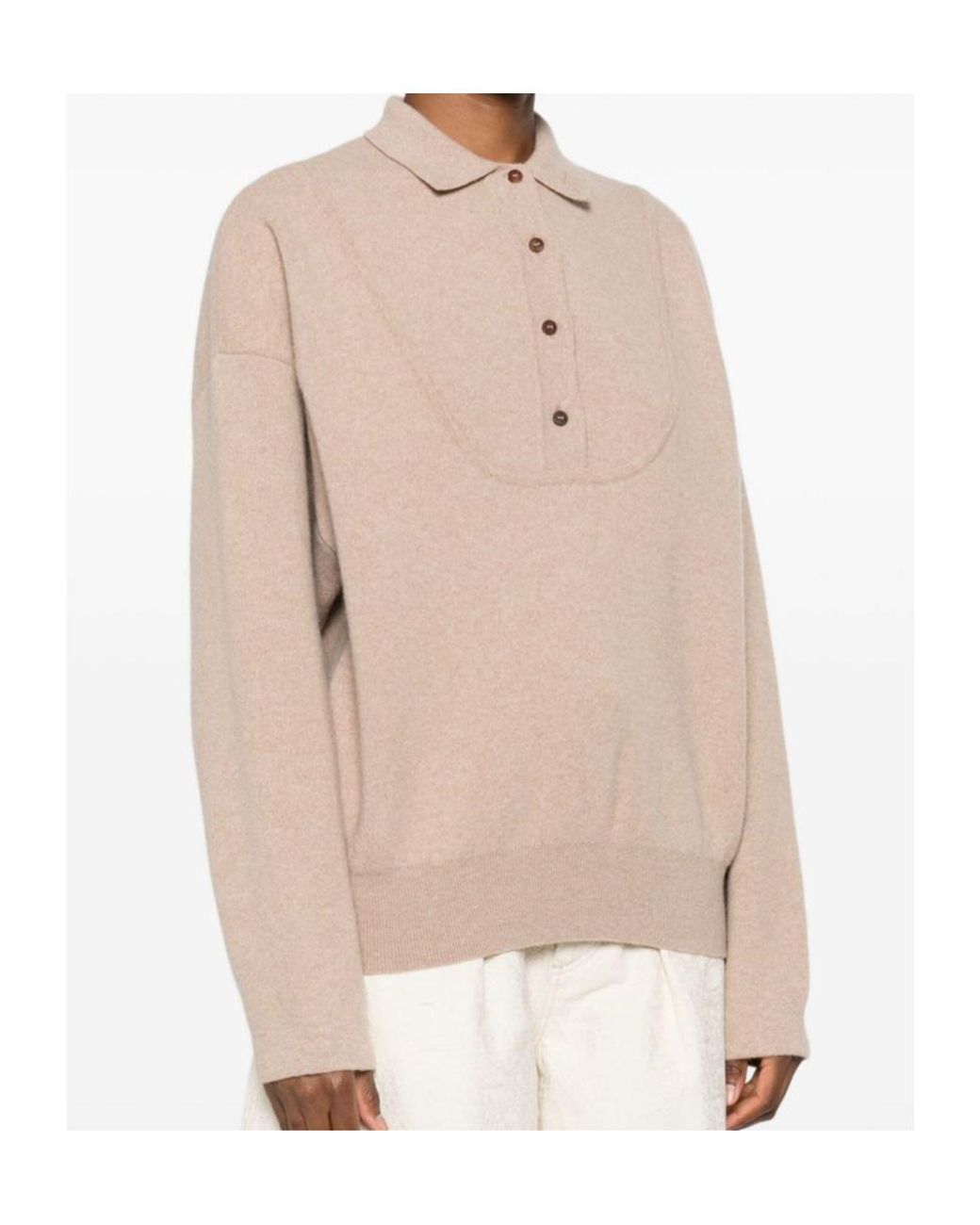 Jacquemus Natural Ribbed Hem Long-Sleeved Sweater