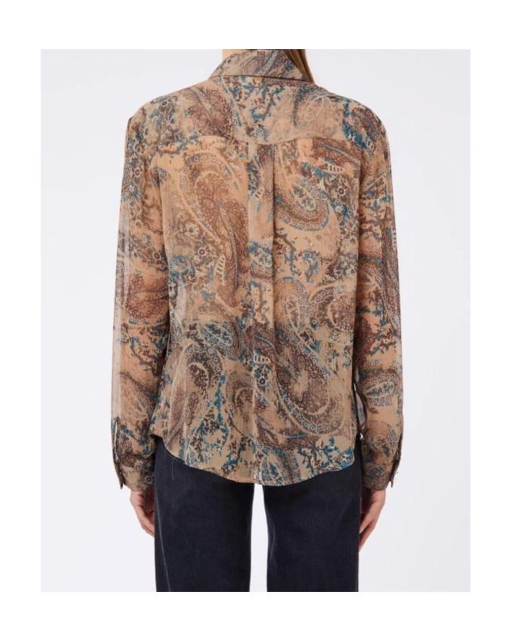 Liu Jo Brown Jacquard Curved Hem Shirt