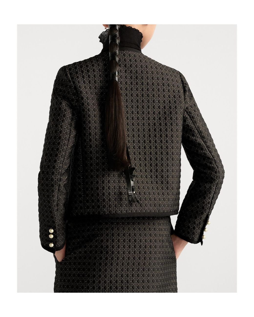 Dior Black Microcannage Cropped Jacket